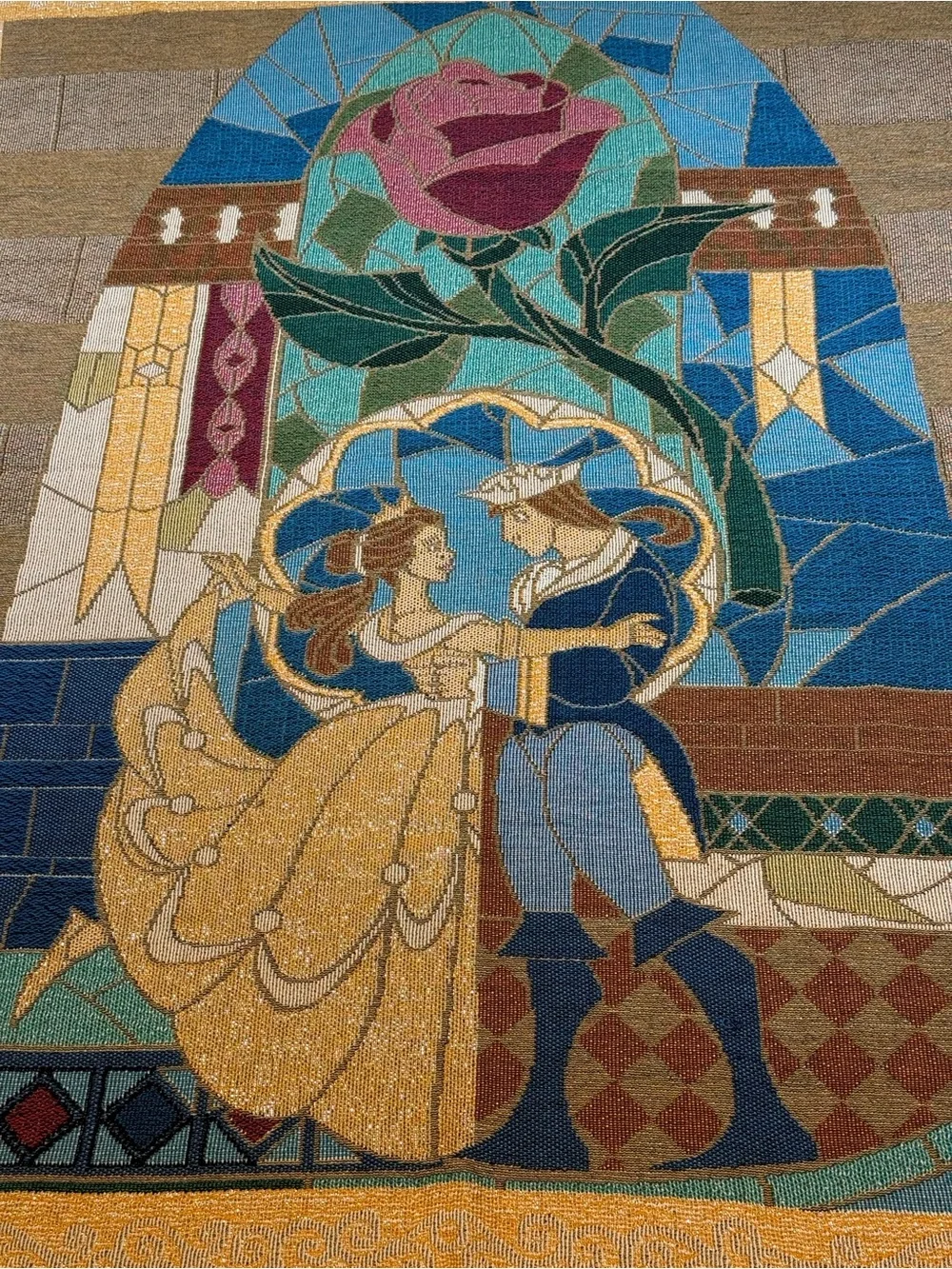 Disney Romantic Rose Beauty and the Beast Tapestry Throw Blanket
